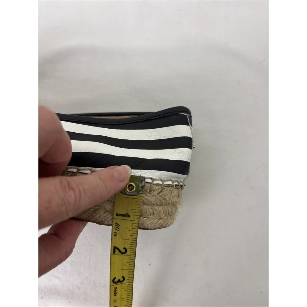 Kate Spade Linds Bow Espadrille Striped Womens 10 Shoes Black White Preppy